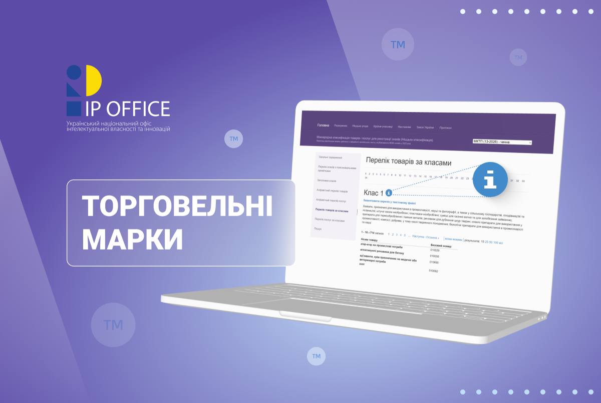 Міжнародна класифікація товарів і послуг для реєстрації знаків: оновлено зручний та корисний для заявників інструмент ‒ “інформаційні вікна”